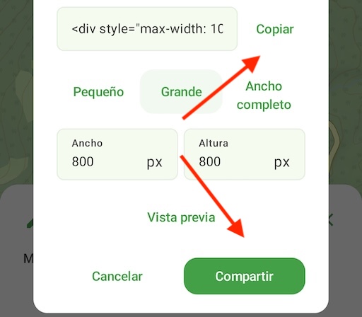 Puedes copiar el código HTML o pulsar Compartir para enviártelo, por ejemplo, por correo electrónico.