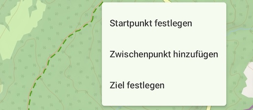 Lange auf die Karte drücken und Punkte auswählen