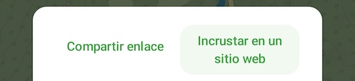 Elige Incrustar en el sitio web
