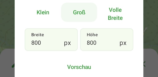 Wähle die Größe deiner Karte. Du kannst sie in der Vorschau anzeigen.