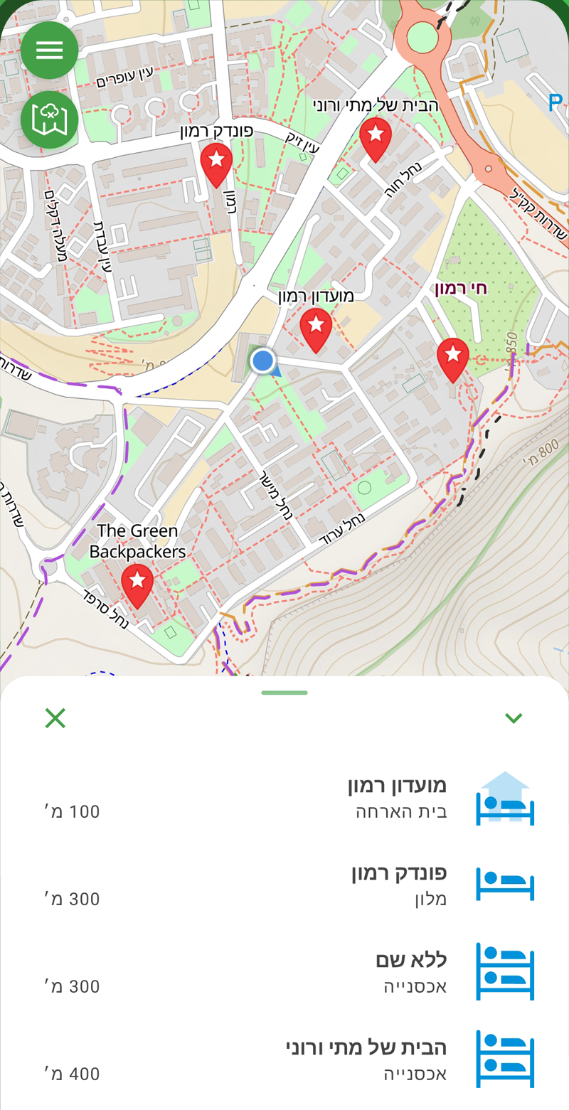 מסך של שבילוי: מפה עם מקומות לינה בסביבה במצפה רמון